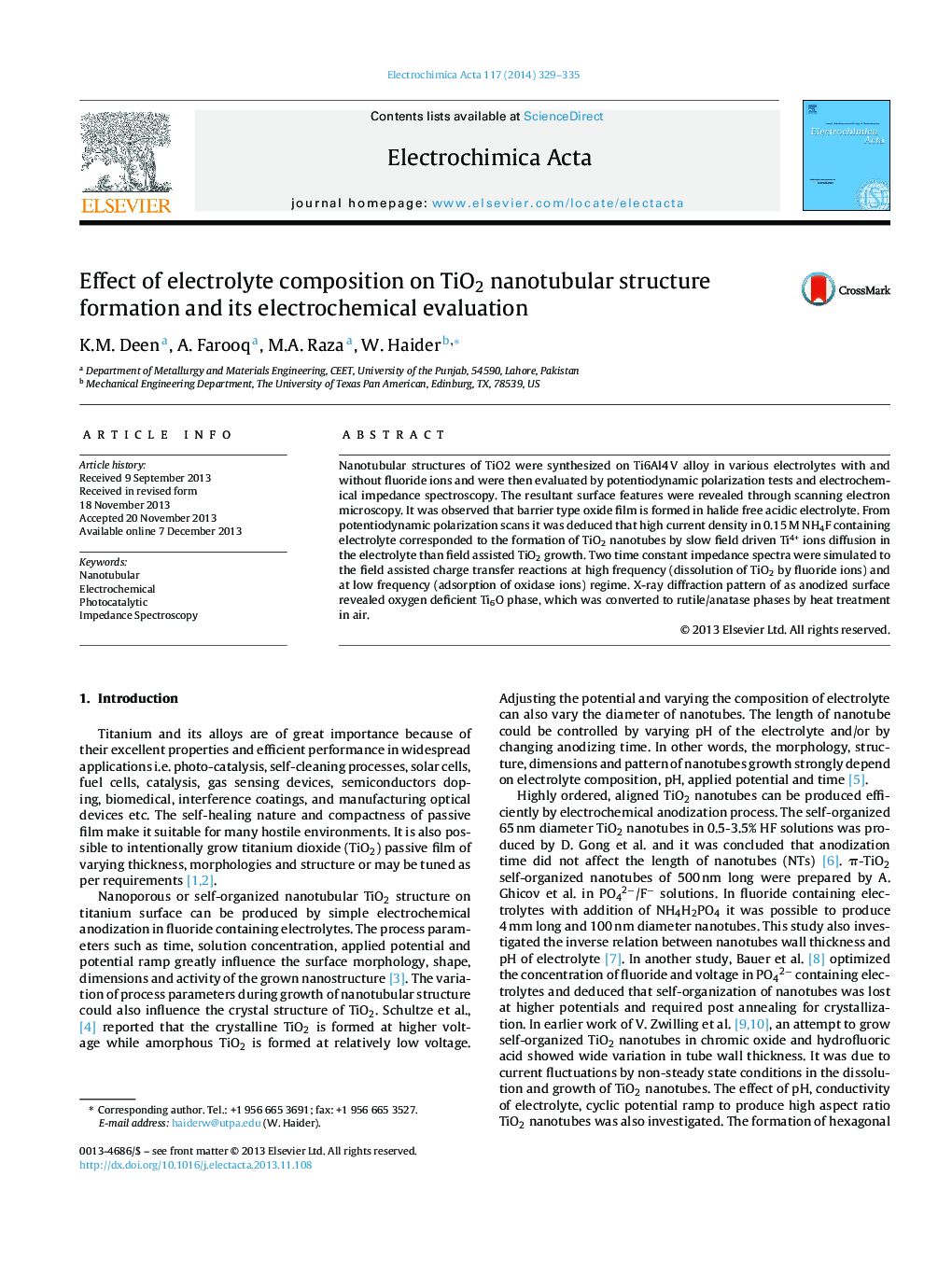 Effect of electrolyte composition on TiO2 nanotubular structure formation and its electrochemical evaluation