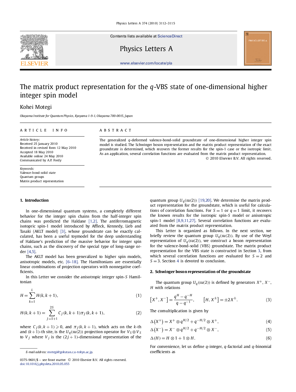 The matrix product representation for the q-VBS state of one-dimensional higher integer spin model