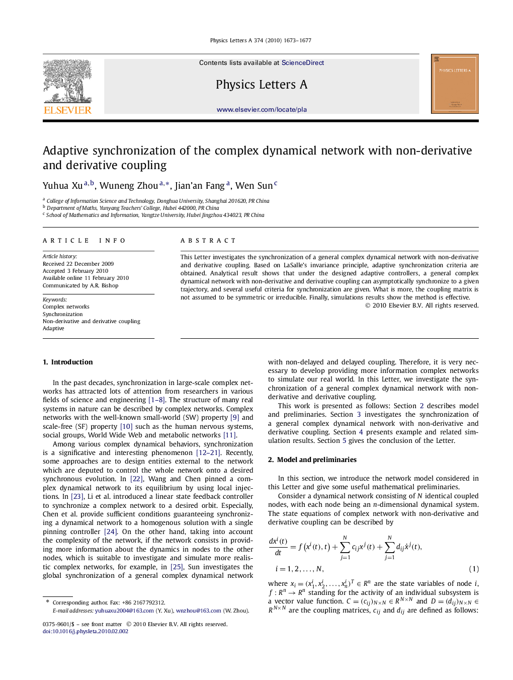 Adaptive synchronization of the complex dynamical network with non-derivative and derivative coupling