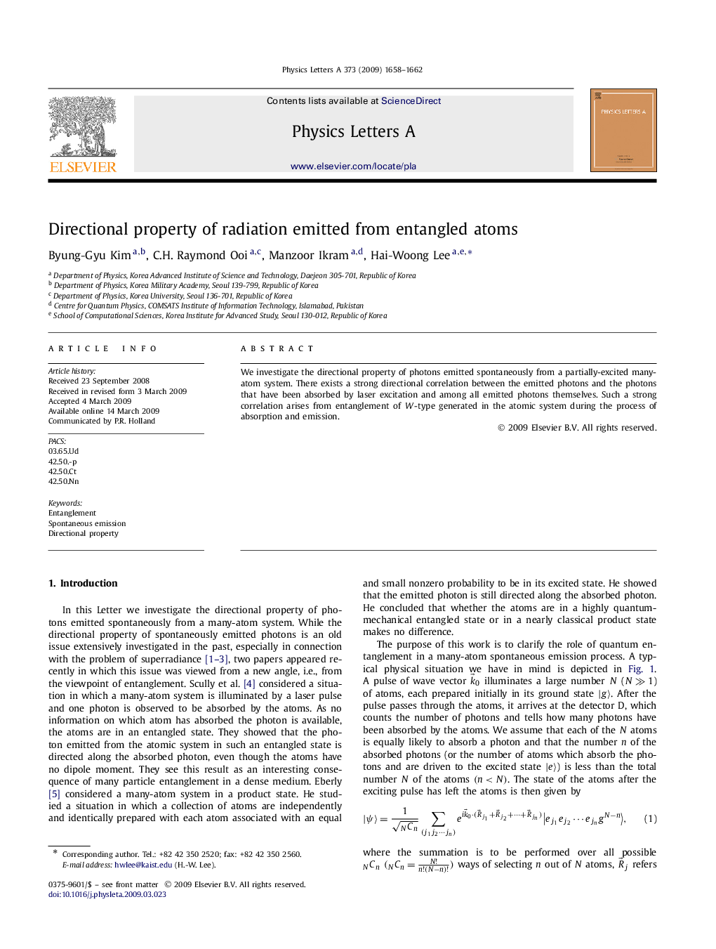 Directional property of radiation emitted from entangled atoms