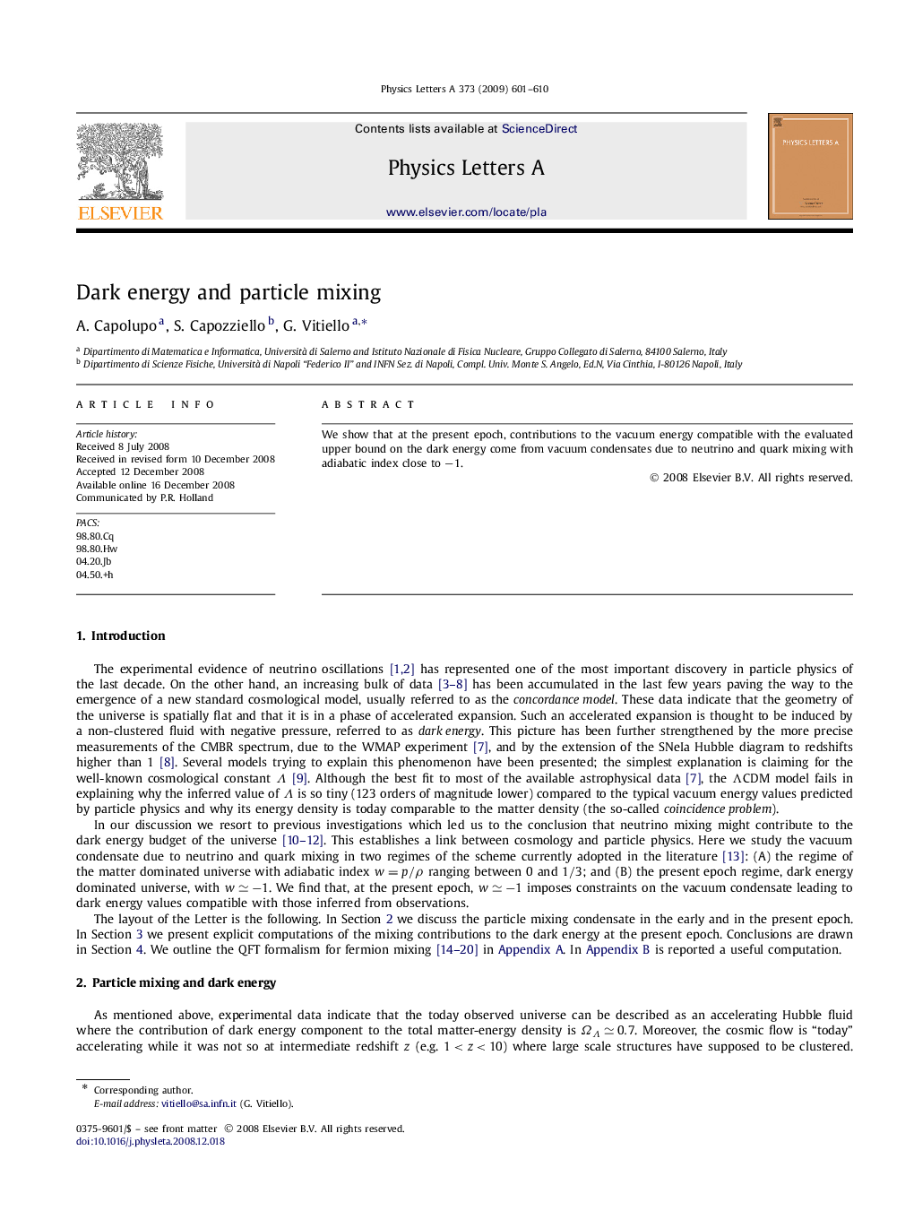 Dark energy and particle mixing