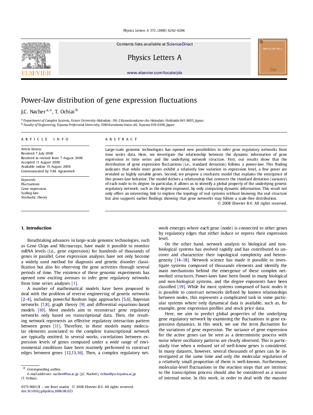 Power-law distribution of gene expression fluctuations