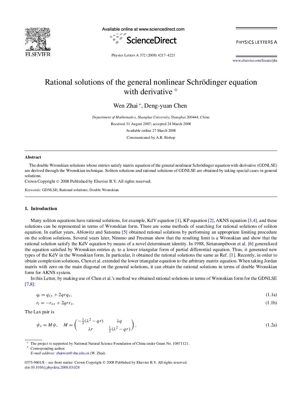 Rational solutions of the general nonlinear Schrödinger equation with derivative