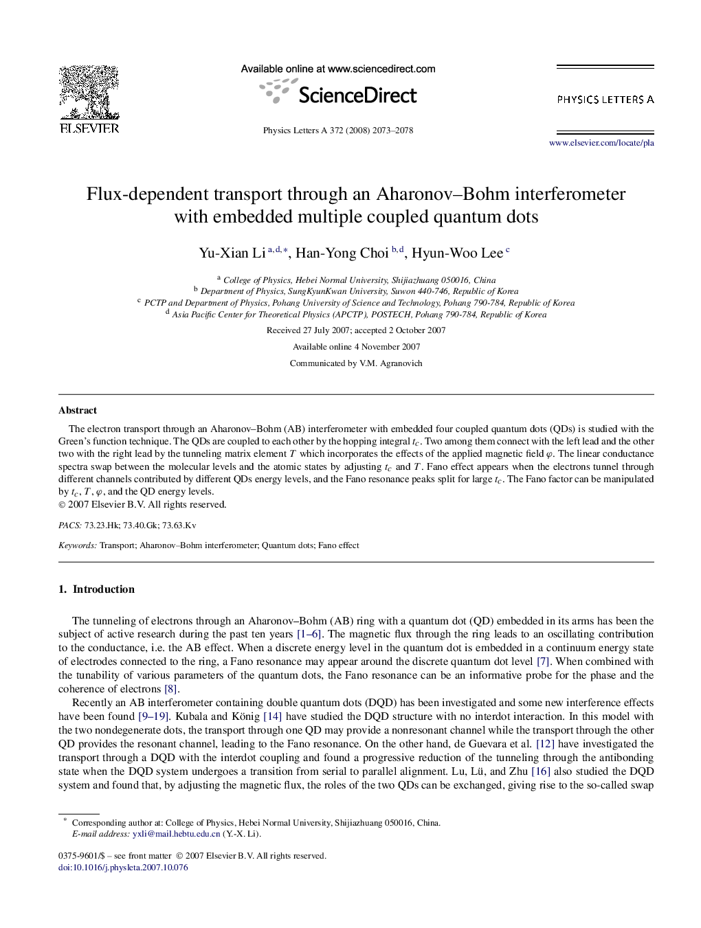 Flux-dependent transport through an Aharonov–Bohm interferometer with embedded multiple coupled quantum dots