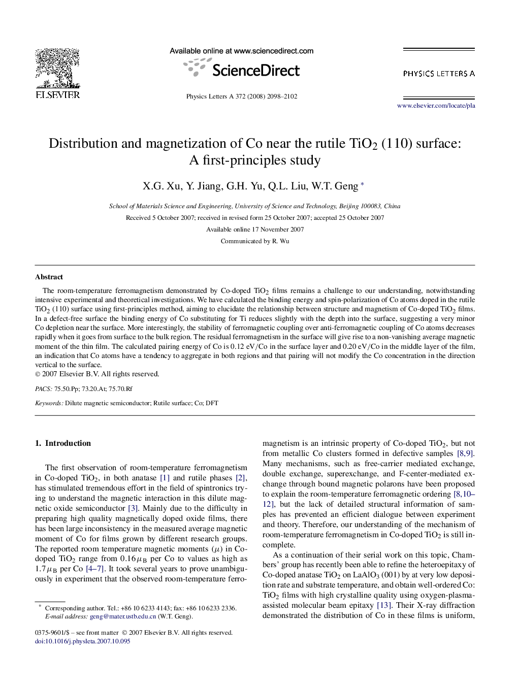 Distribution and magnetization of Co near the rutile TiO2 (110) surface: A first-principles study