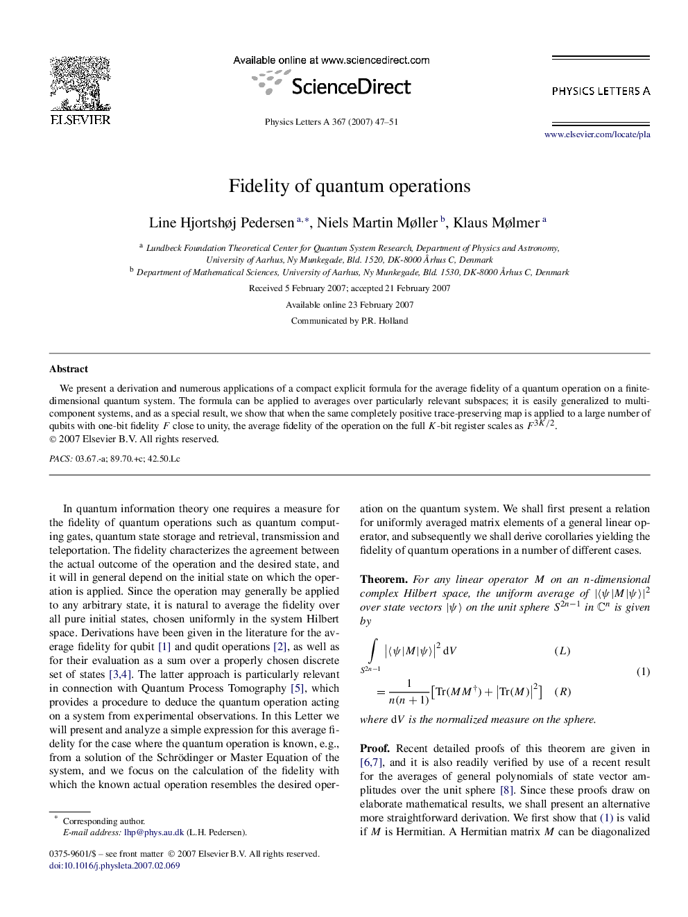 Fidelity of quantum operations