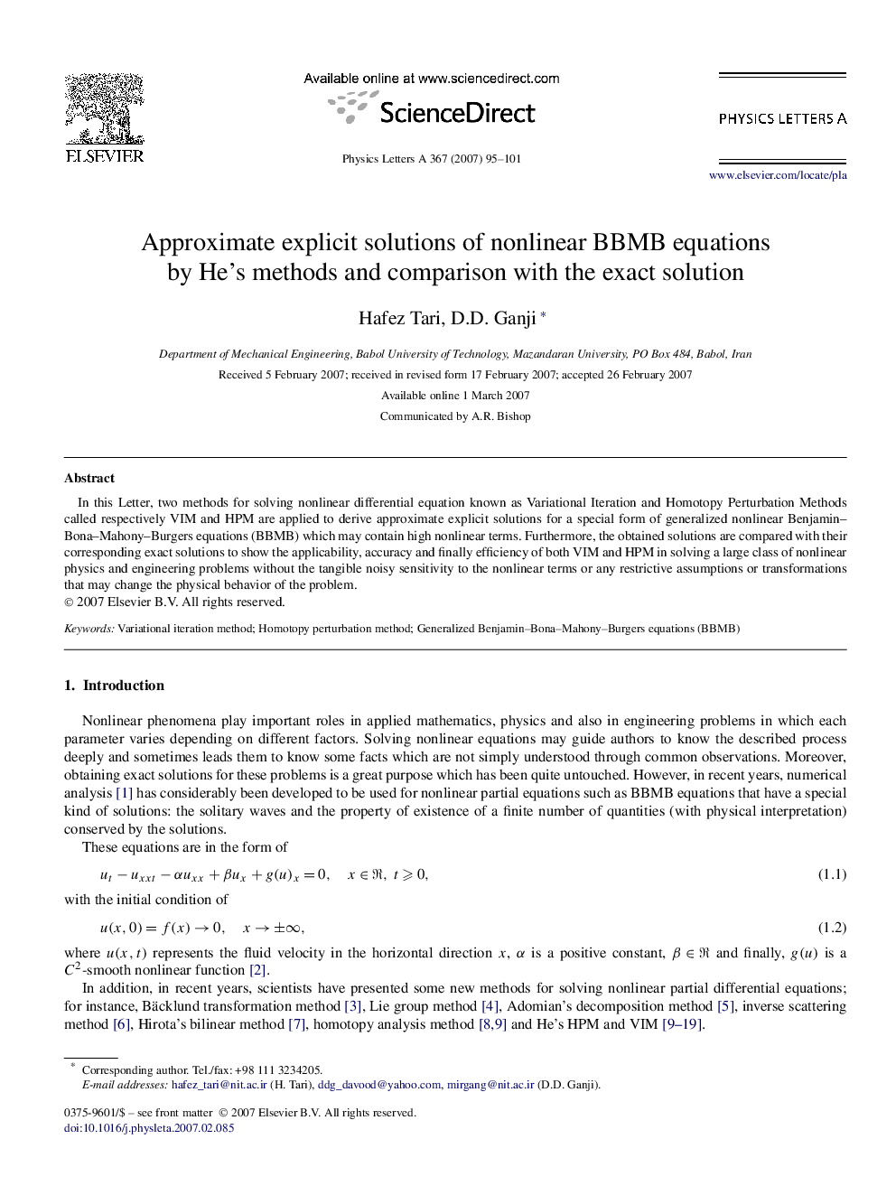 Approximate explicit solutions of nonlinear BBMB equations by He's methods and comparison with the exact solution