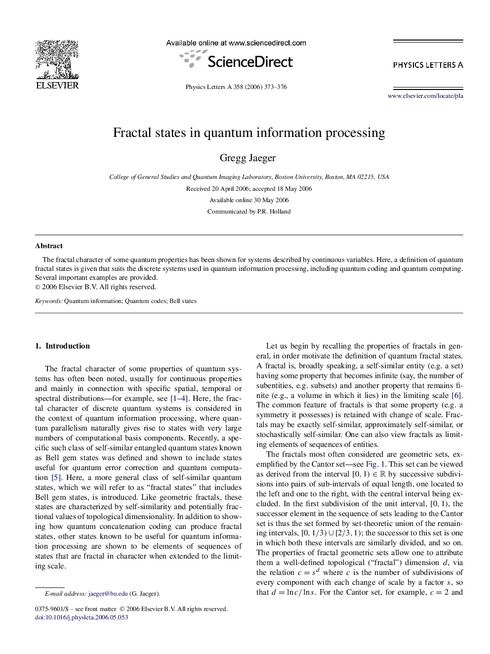 Fractal states in quantum information processing