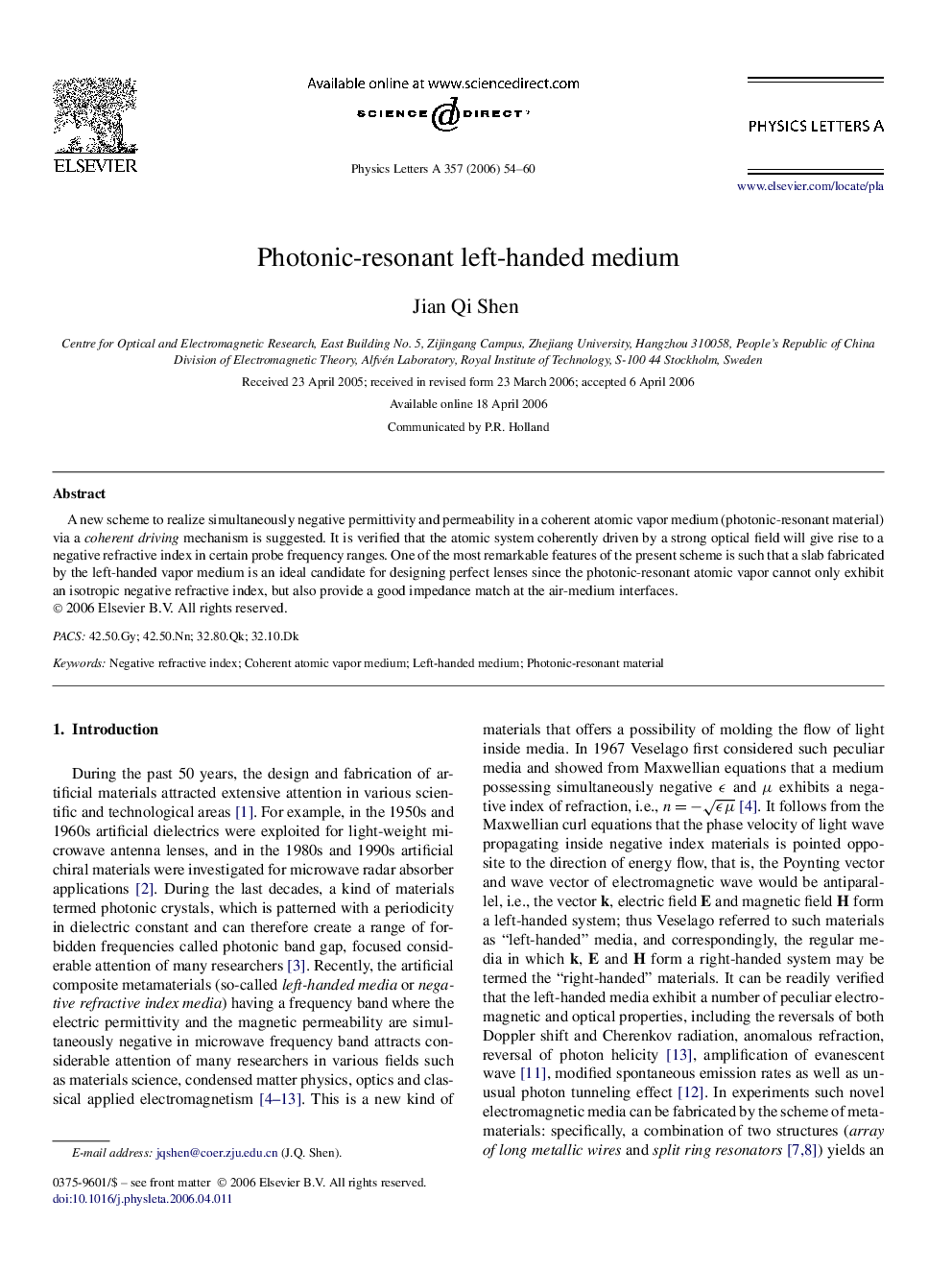 Photonic-resonant left-handed medium