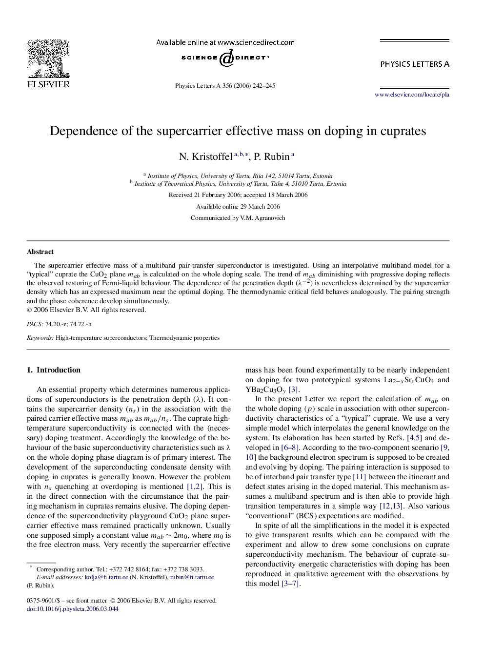 Dependence of the supercarrier effective mass on doping in cuprates