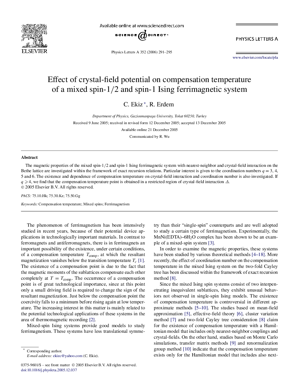 Effect of crystal-field potential on compensation temperature of a mixed spin-1/2 and spin-1 Ising ferrimagnetic system