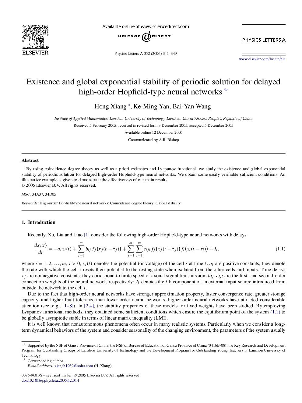 Existence and global exponential stability of periodic solution for delayed high-order Hopfield-type neural networks 