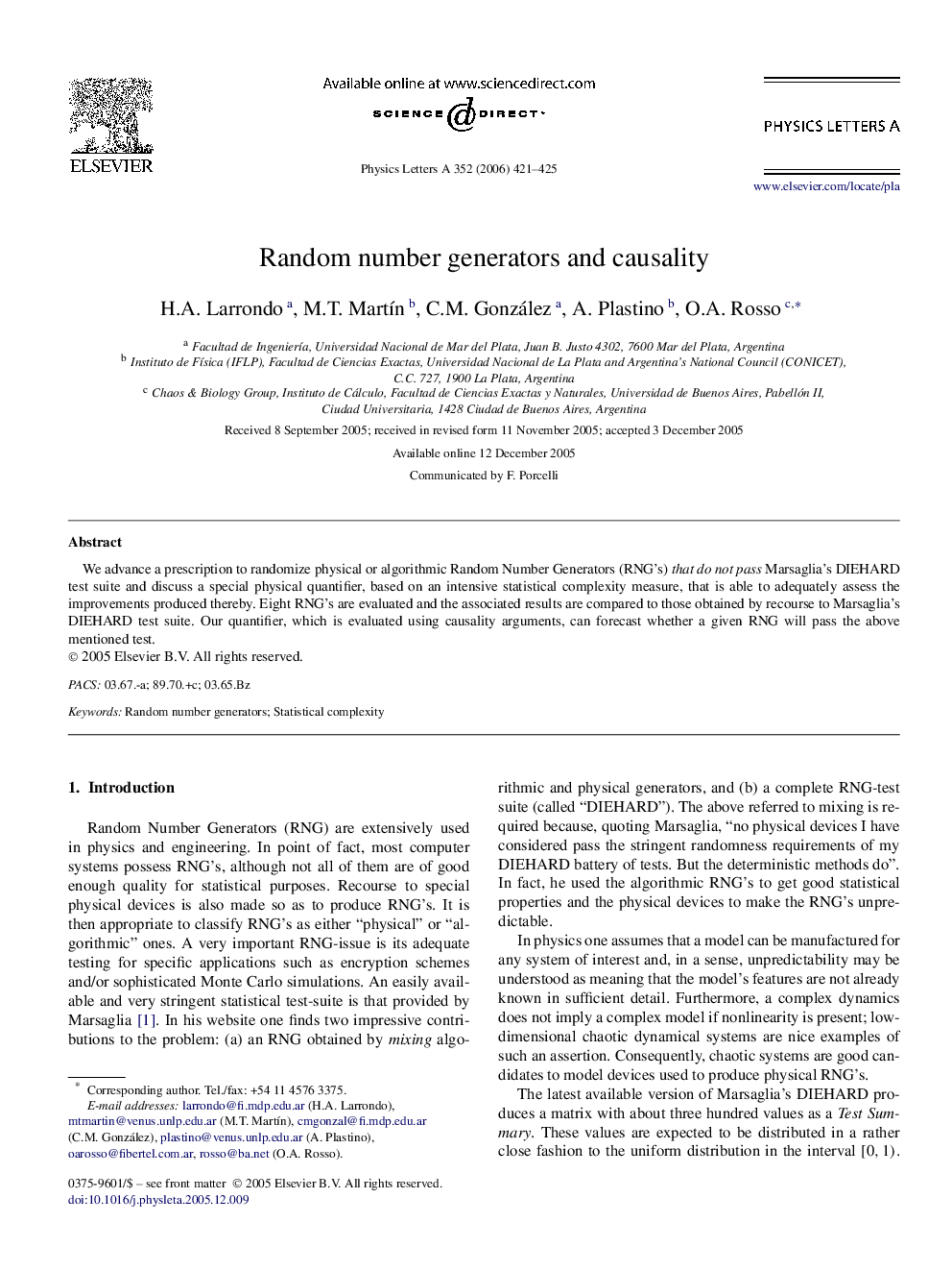 Random number generators and causality