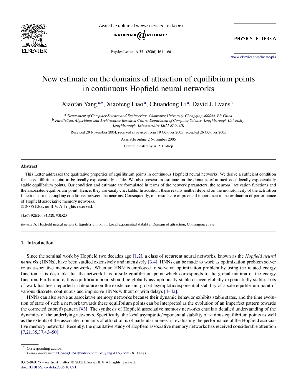 New estimate on the domains of attraction of equilibrium points in continuous Hopfield neural networks