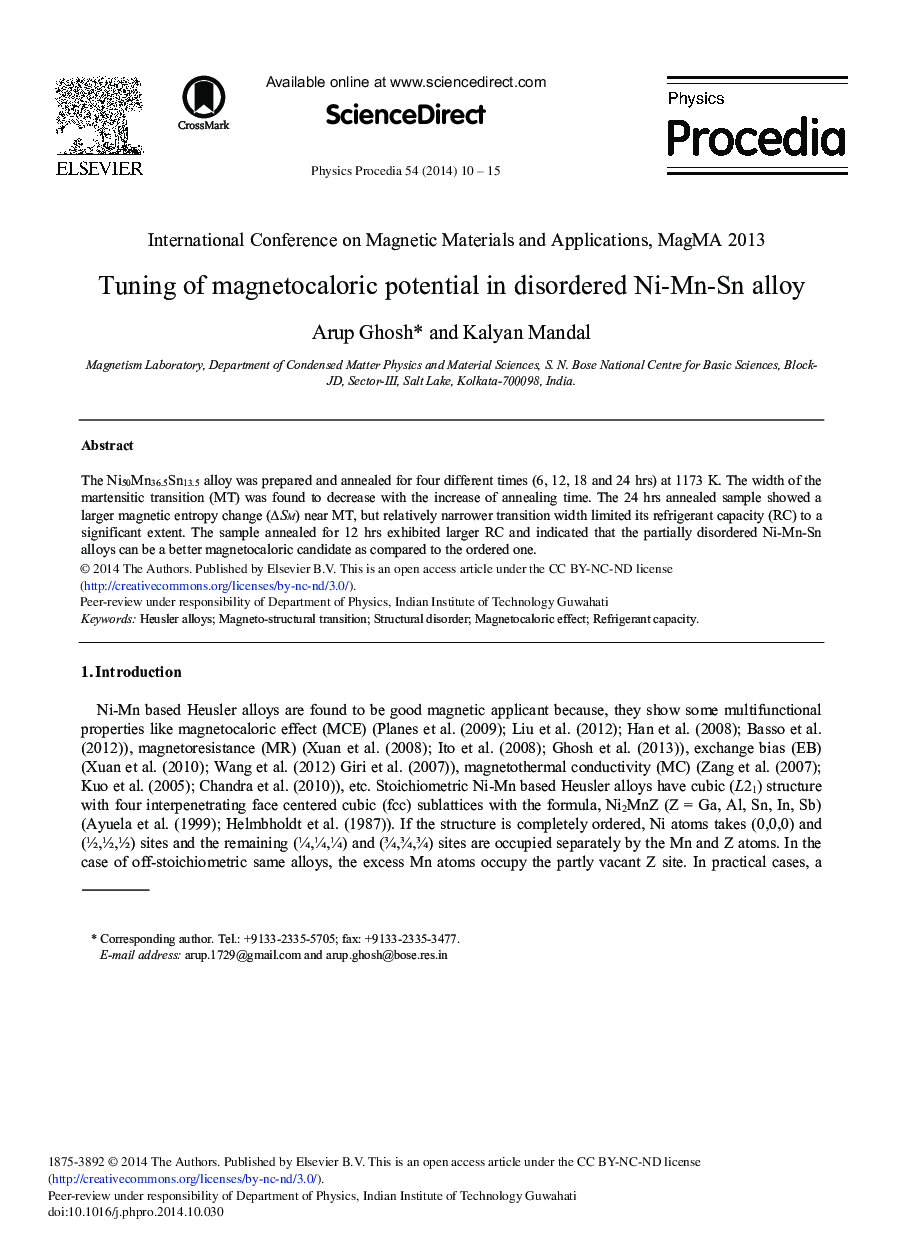 Tuning of Magnetocaloric Potential in Disordered Ni-Mn-Sn Alloy 