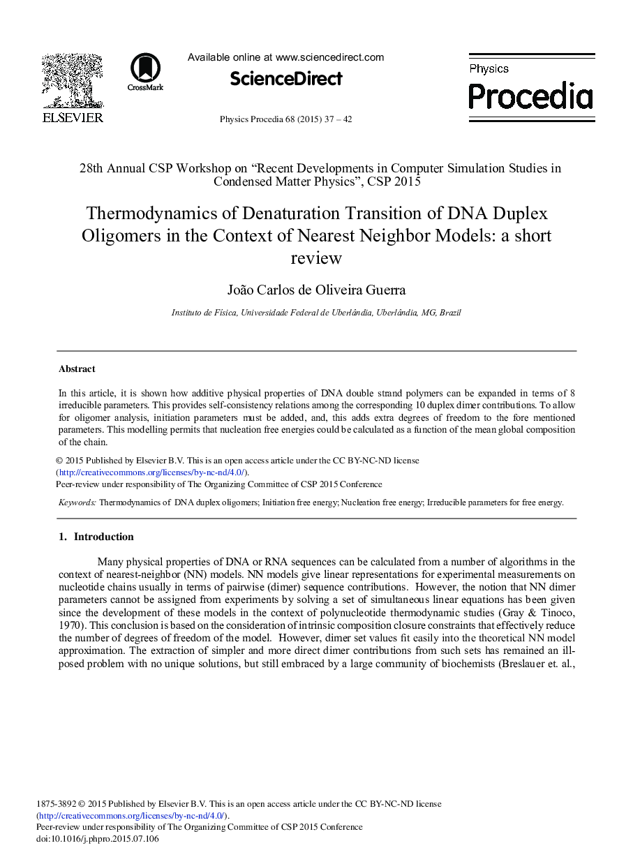 Thermodynamics of Denaturation Transition of DNA Duplex Oligomers in the Context of Nearest Neighbor Models: A Short Review 