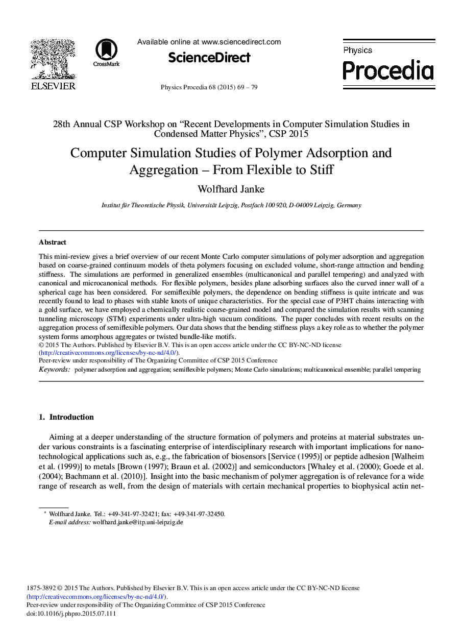 Computer Simulation Studies of Polymer Adsorption and Aggregation – From Flexible to Stiff 
