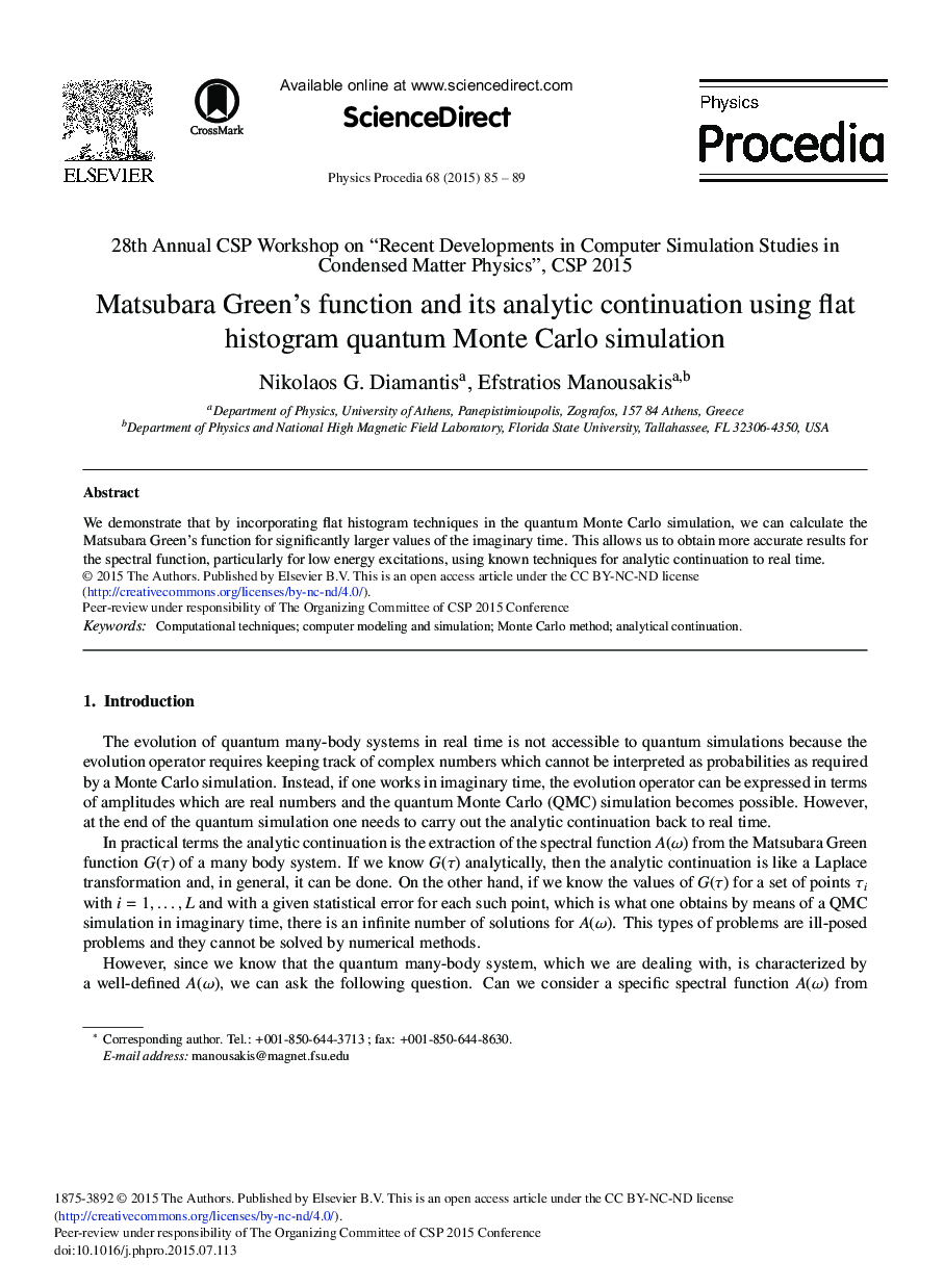 Matsubara Green's Function and its Analytic Continuation using Flat Histogram Quantum Monte Carlo Simulation 