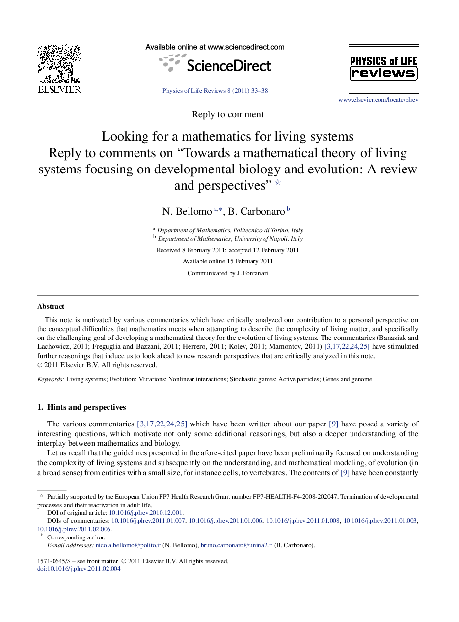 Looking for a mathematics for living systems : Reply to comments on “Towards a mathematical theory of living systems focusing on developmental biology and evolution: A review and perspectives”