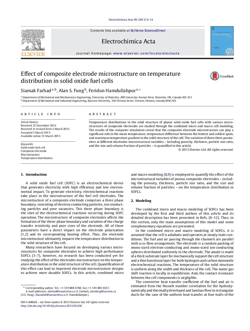 عکس صفحه اول مقاله: Effect of composite electrode microstructure on temperature distribution in solid oxide fuel cells Effect of composite electrode microstructure on temperature distribution in solid oxide fuel cells
