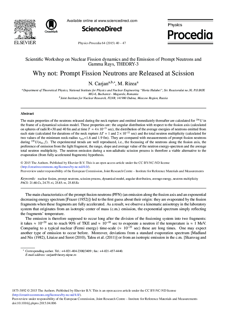 Why not: Prompt Fission Neutrons are Released at Scission 