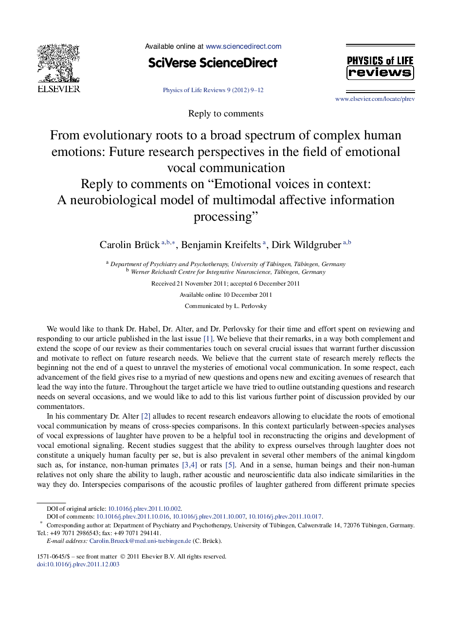 From evolutionary roots to a broad spectrum of complex human emotions: Future research perspectives in the field of emotional vocal communication