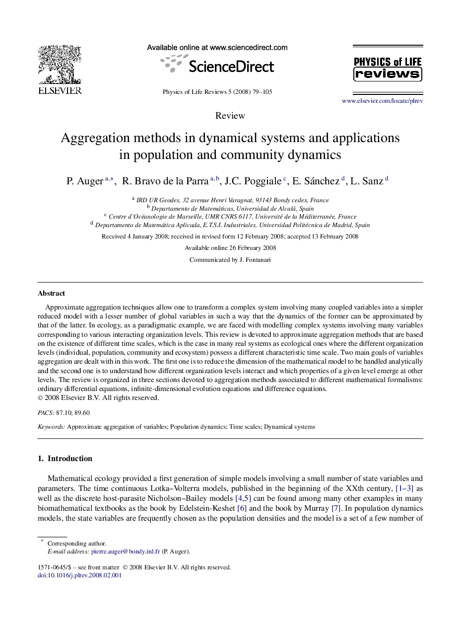 Aggregation methods in dynamical systems and applications in population and community dynamics