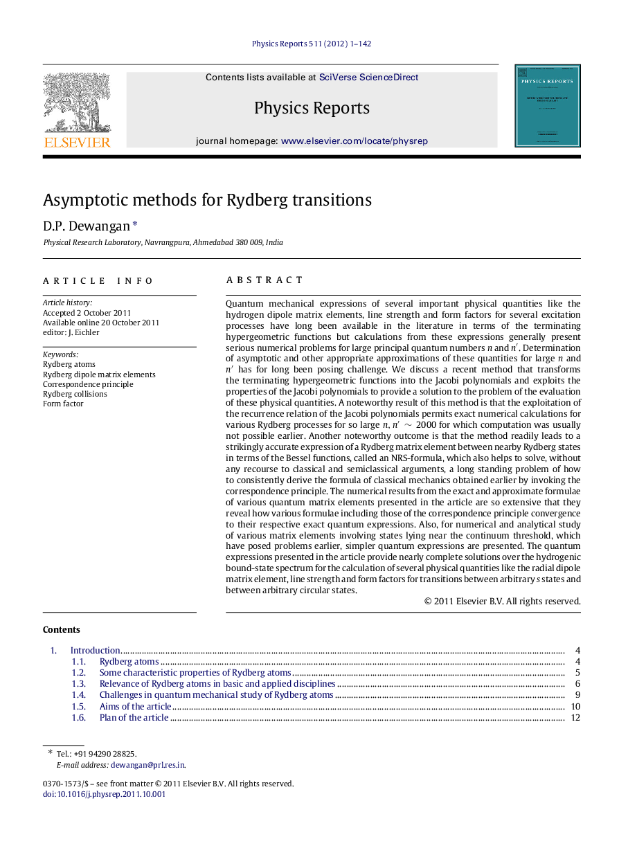 Asymptotic methods for Rydberg transitions