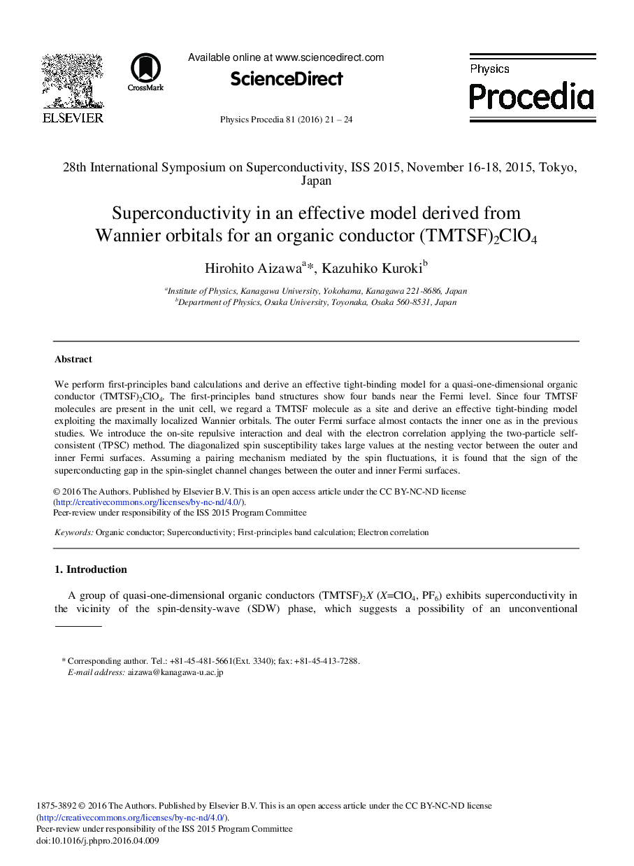 Superconductivity in an Effective Model Derived from Wannier Orbitals for an Organic Conductor (TMTSF)2ClO4