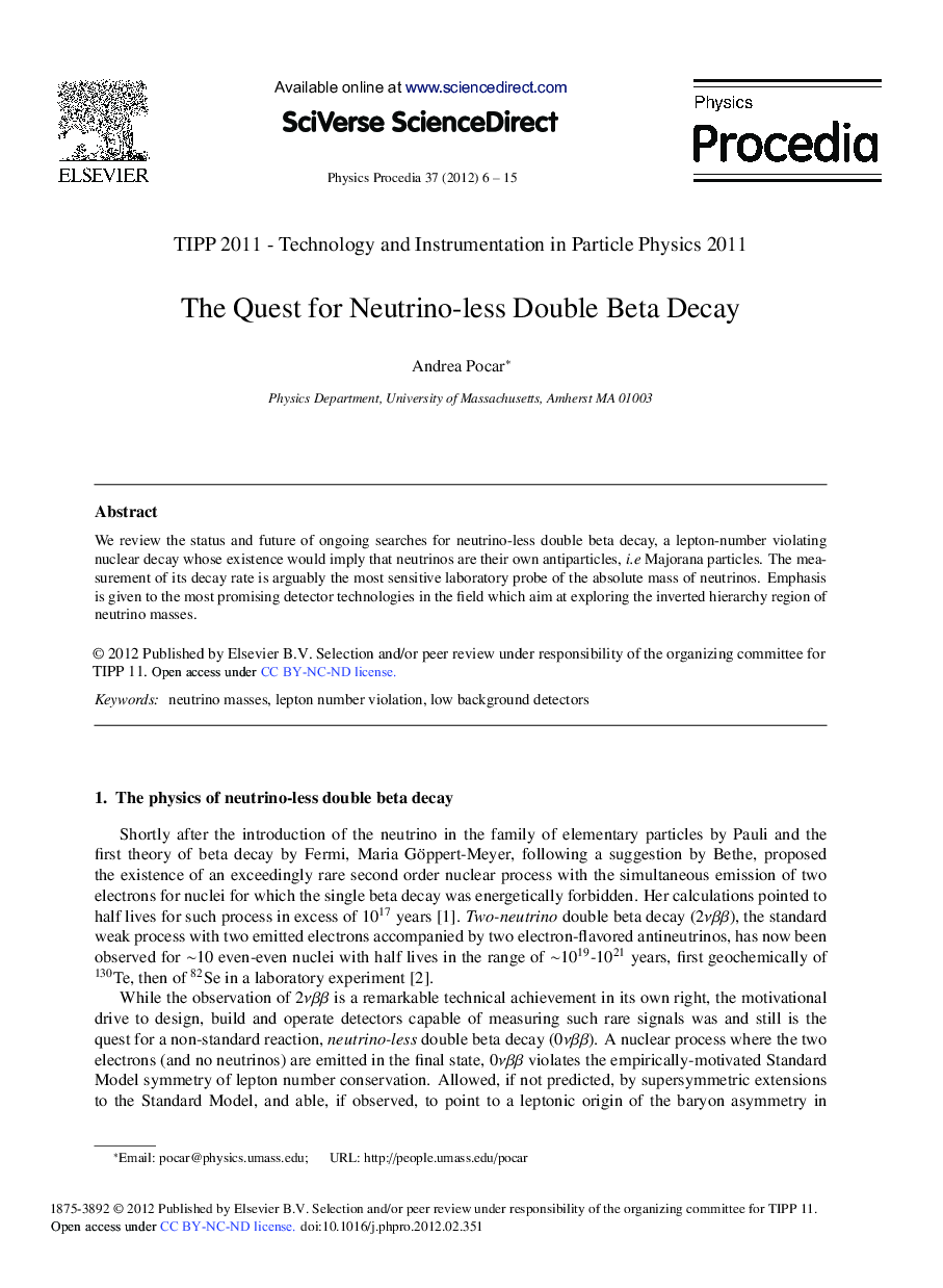 The Quest for Neutrino-less Double Beta Decay