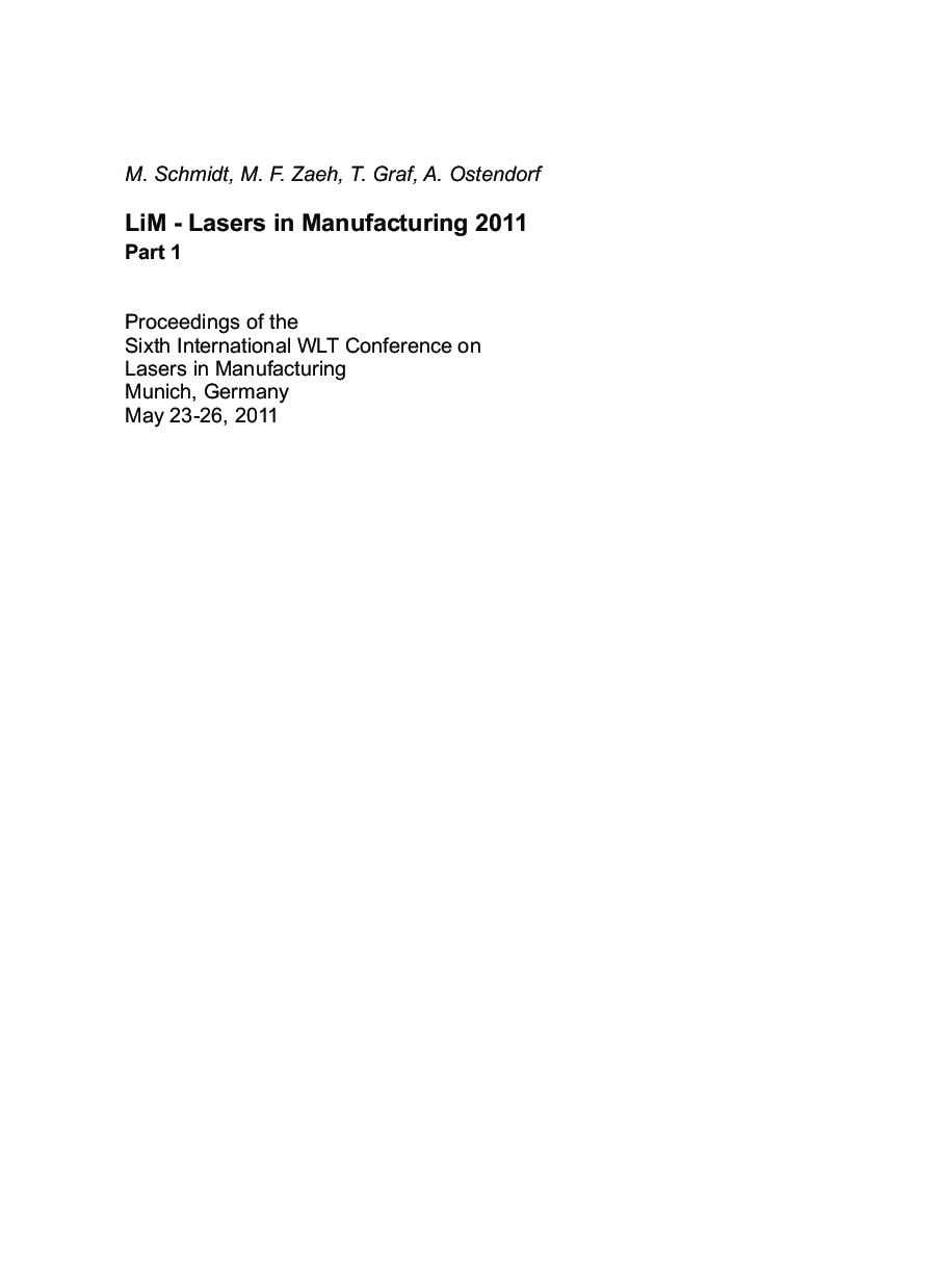 LiM - Lasers in Manufacturing 2011 Part 1