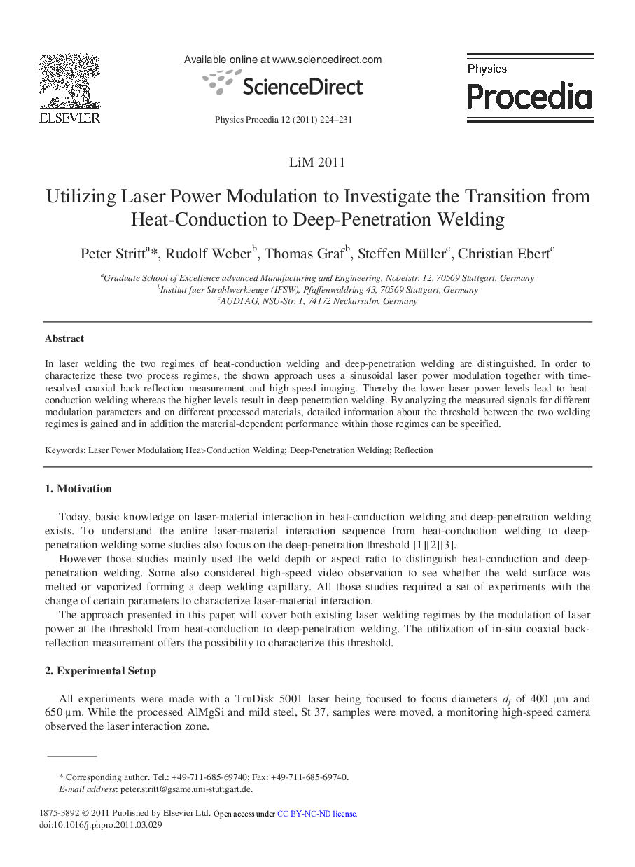 Utilizing Laser Power Modulation to Investigate the Transition from Heat-Conduction to Deep-Penetration Welding