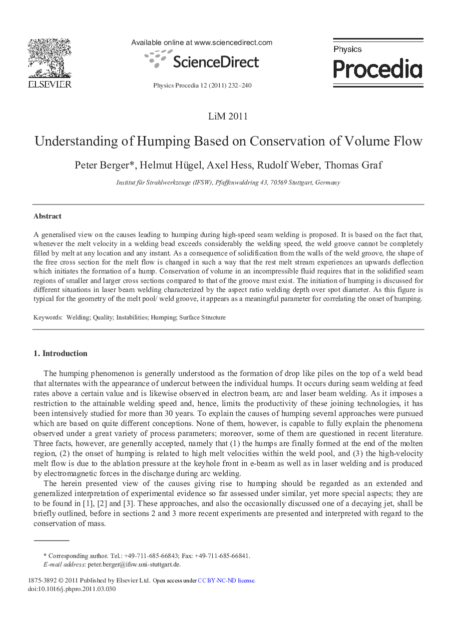 Understanding of Humping Based on Conservation of Volume Flow