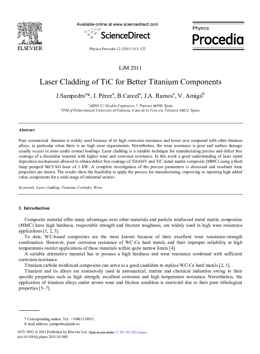 Laser Cladding of TiC for Better Titanium Components