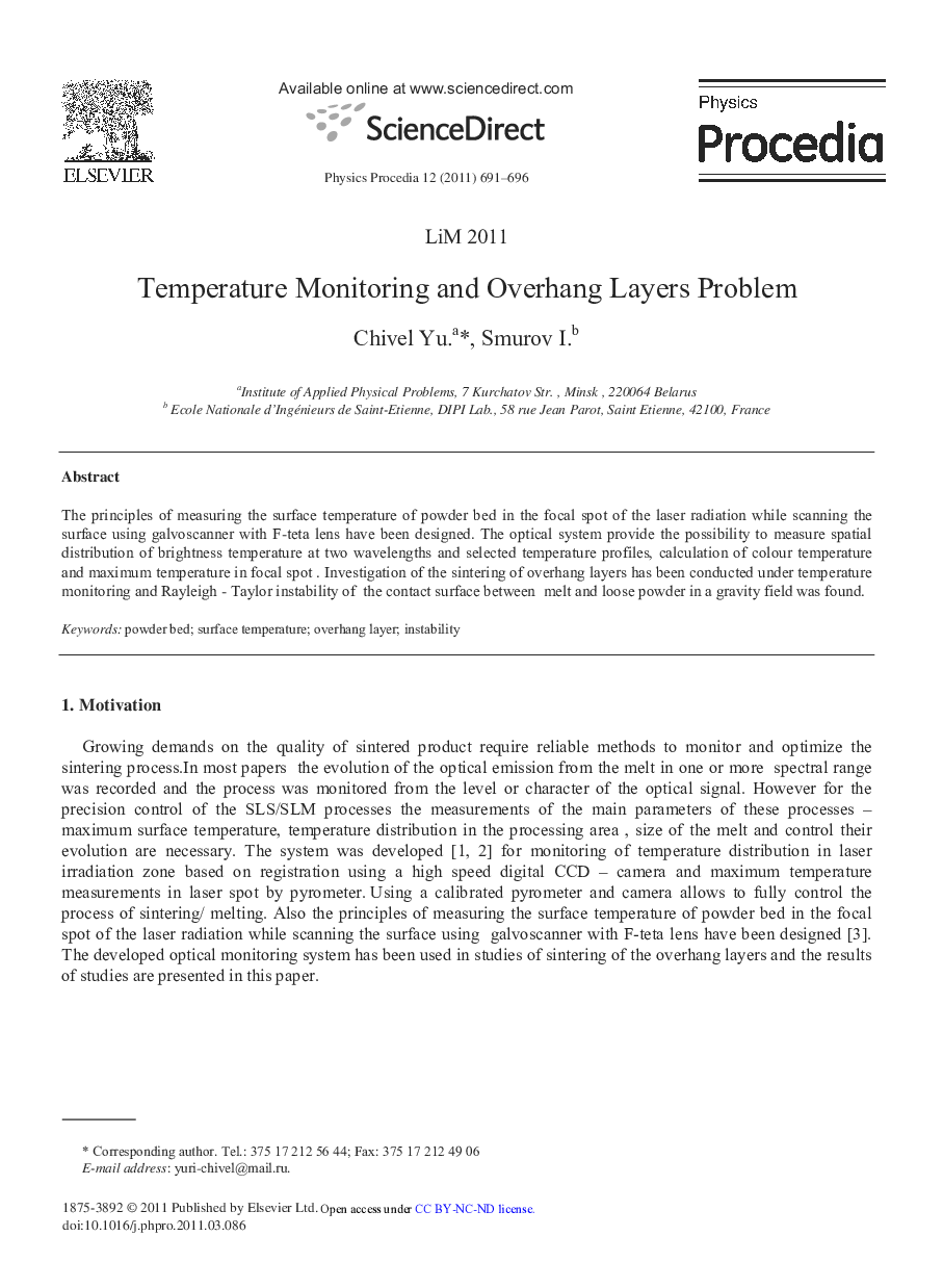 Temperature Monitoring and Overhang Layers Problem