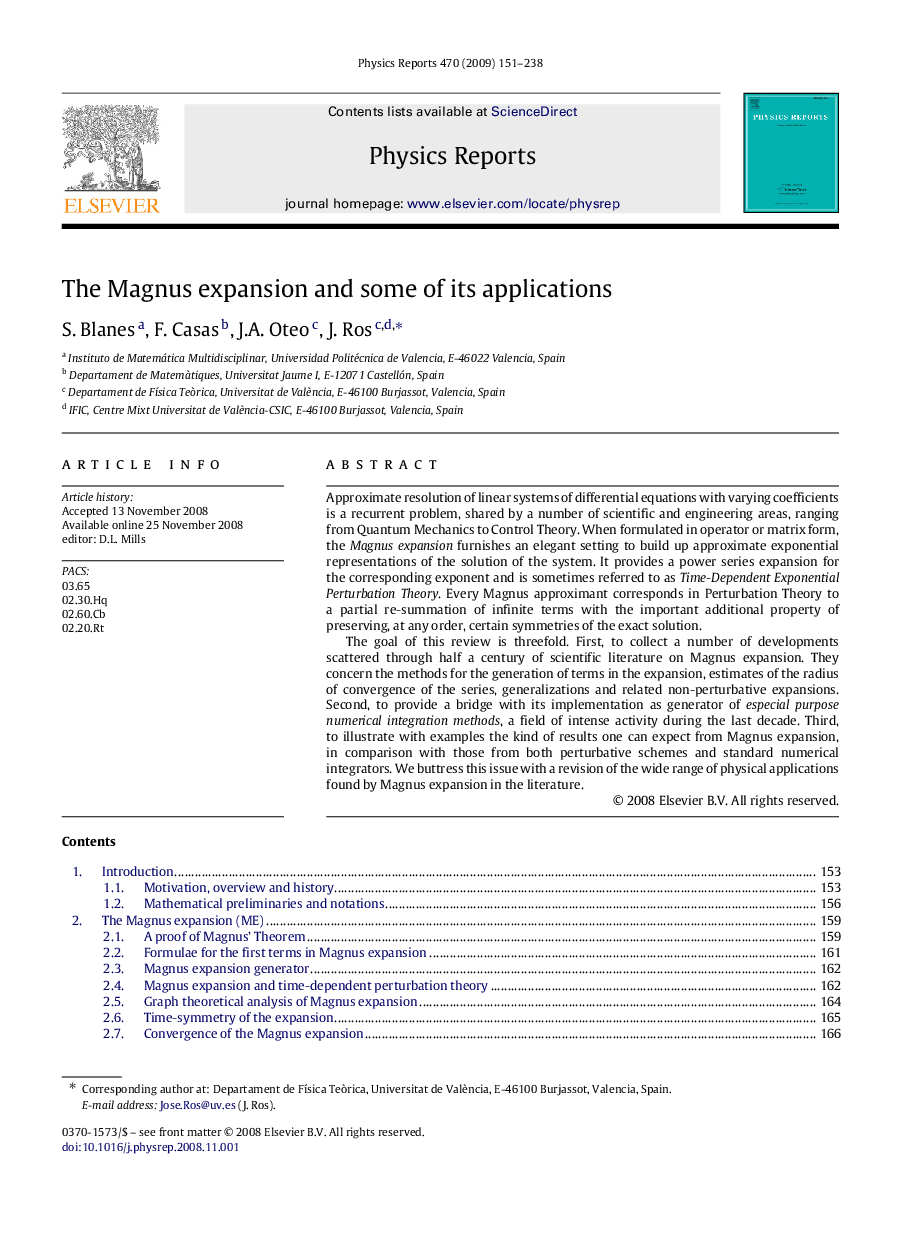 The Magnus expansion and some of its applications