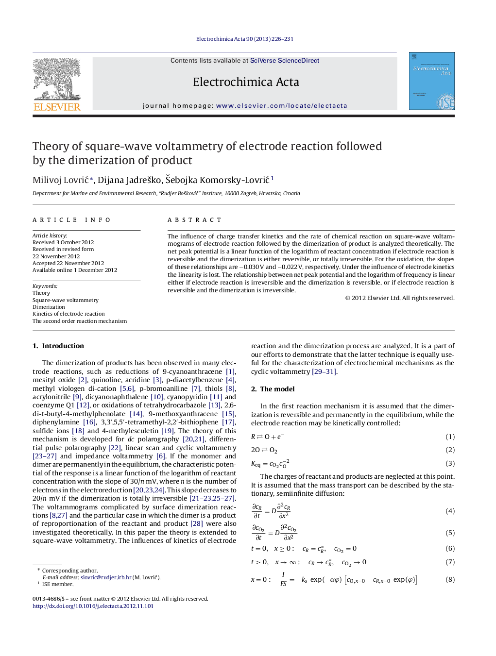 Theory of square-wave voltammetry of electrode reaction followed by the dimerization of product