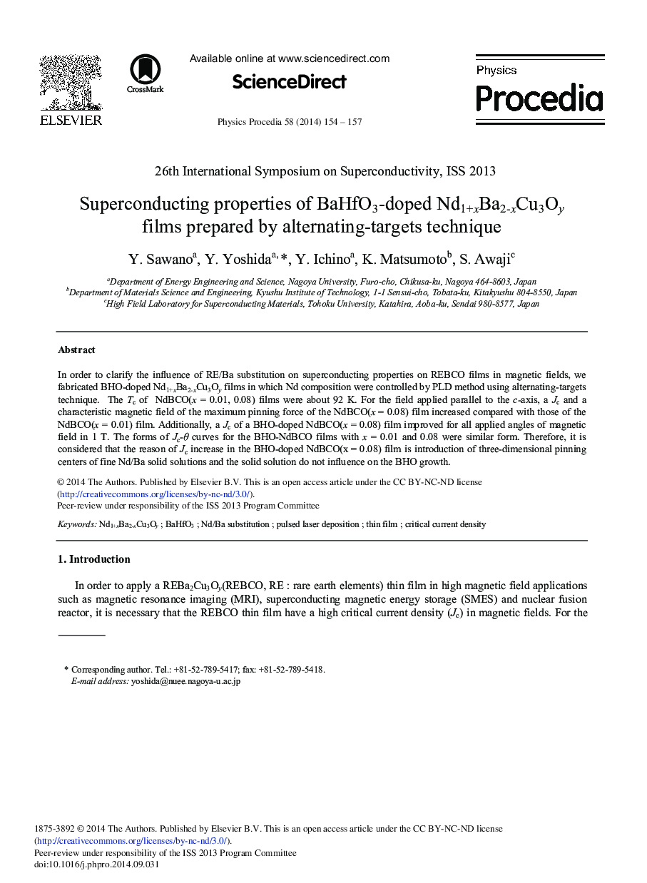 Superconducting Properties of BaHfO3-doped Nd1+xBa2-xCu3Oy Films Prepared by Alternating-targets Technique 