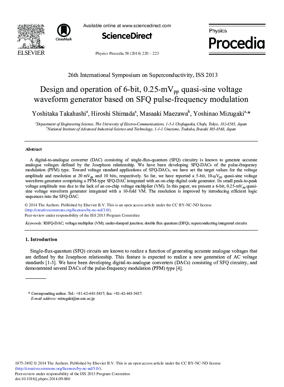 Design and Operation of 6-bit, 0.25-mVpp Quasi-sine Voltage Waveform Generator based on SFQ Pulse-frequency Modulation 
