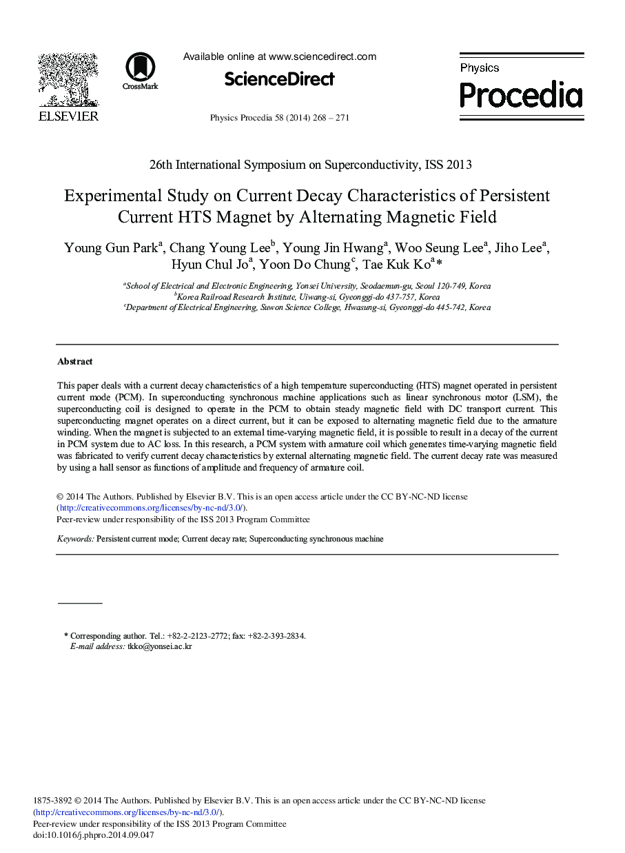 Experimental Study on Current Decay Characteristics of Persistent Current HTS Magnet by Alternating Magnetic Field 