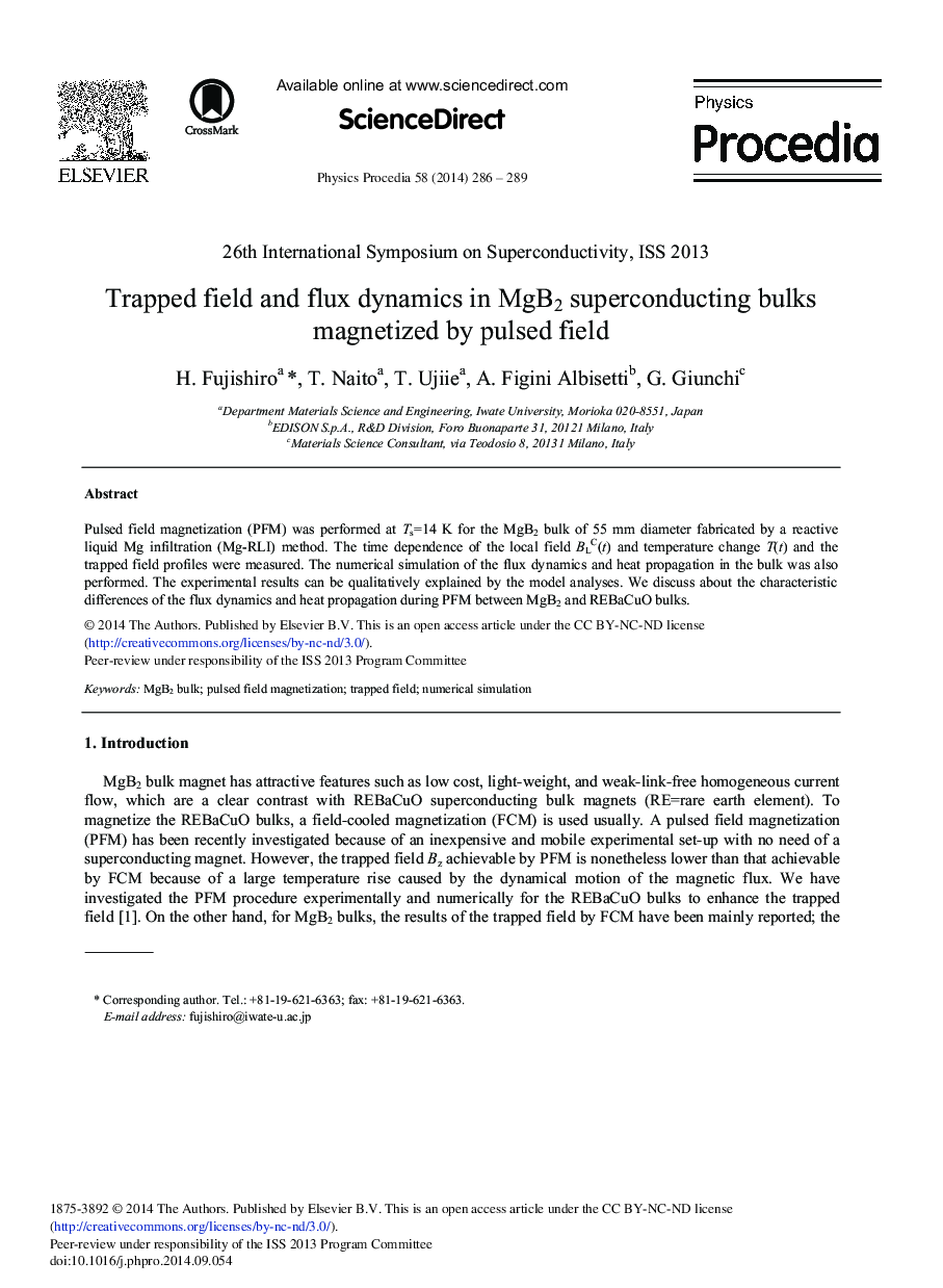 Trapped Field and Flux Dynamics in MgB2 Superconducting Bulks Magnetized by Pulsed Field 