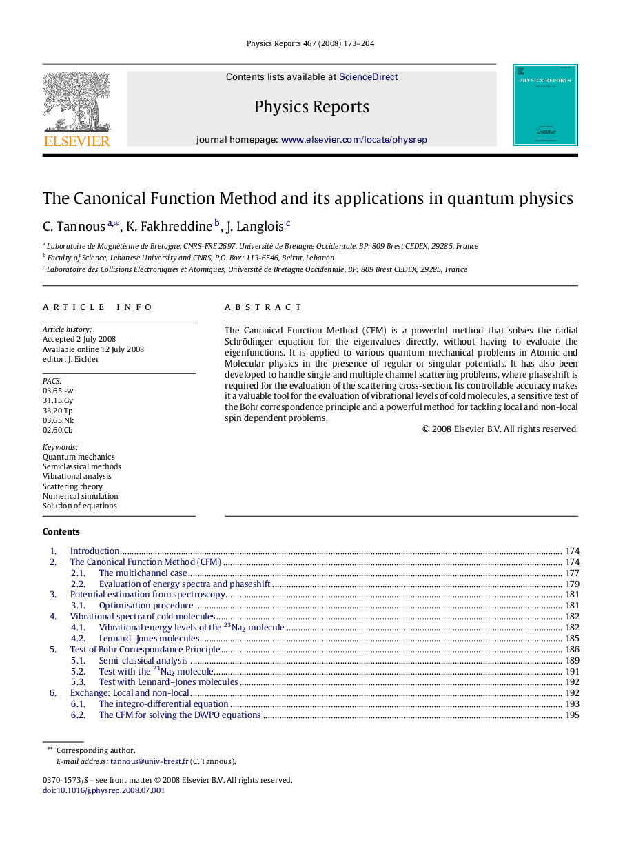 The Canonical Function Method and its applications in quantum physics