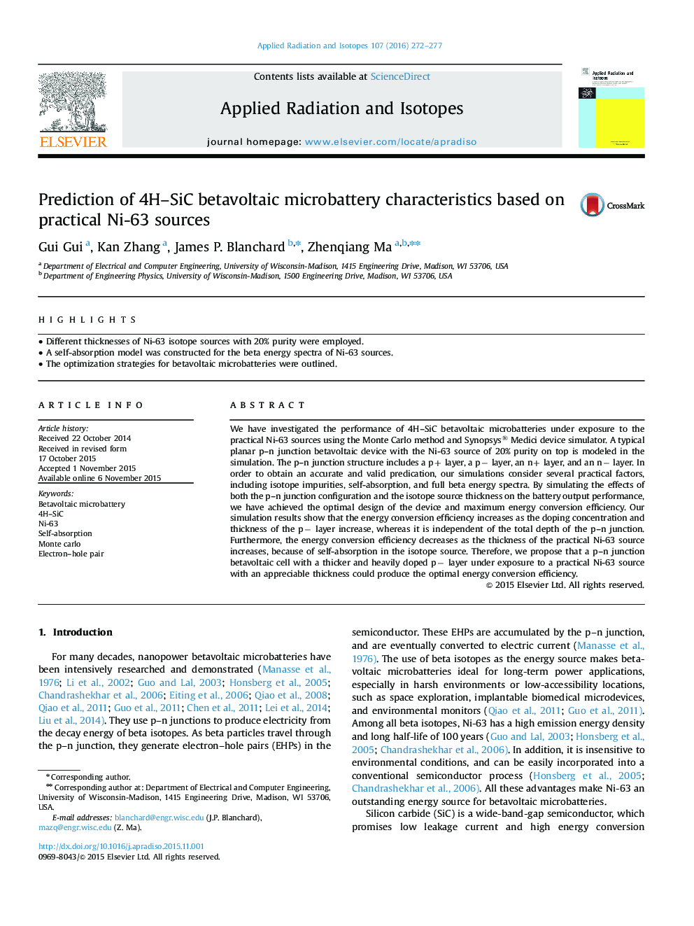 Prediction of 4H–SiC betavoltaic microbattery characteristics based on practical Ni-63 sources