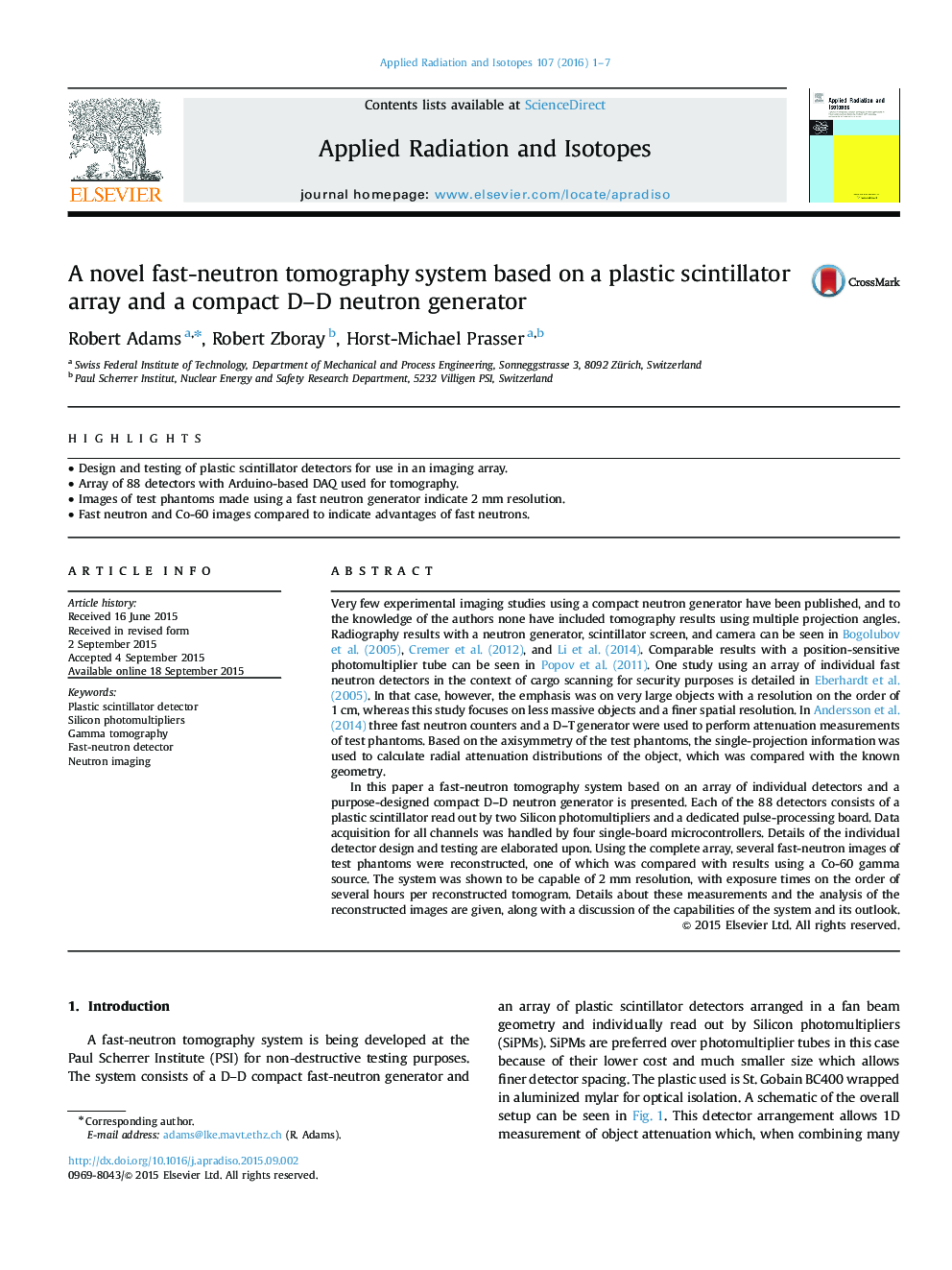 A novel fast-neutron tomography system based on a plastic scintillator array and a compact D–D neutron generator