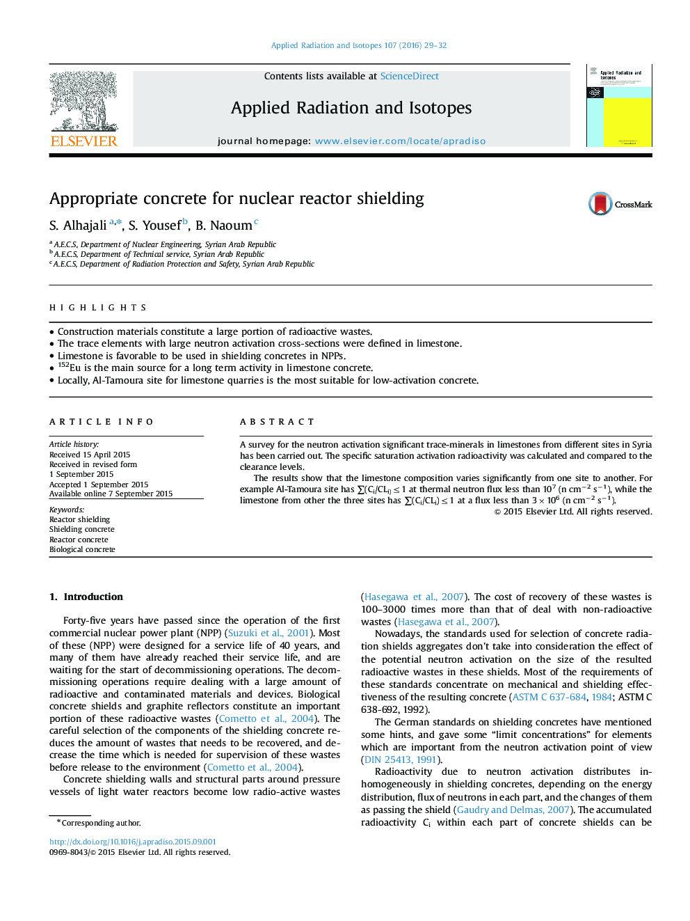 Appropriate concrete for nuclear reactor shielding