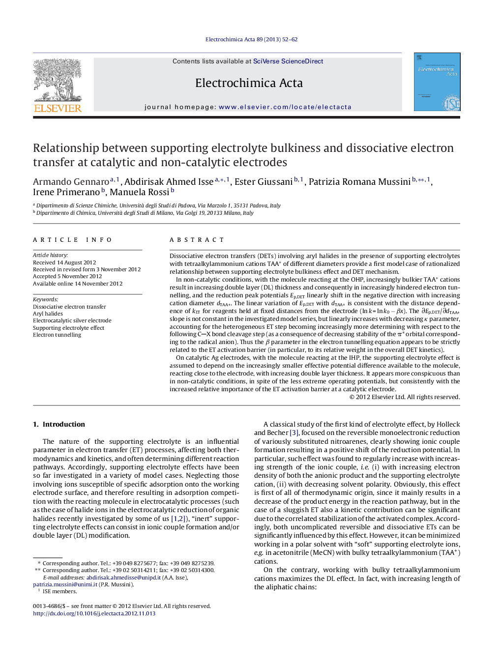 Relationship between supporting electrolyte bulkiness and dissociative electron transfer at catalytic and non-catalytic electrodes