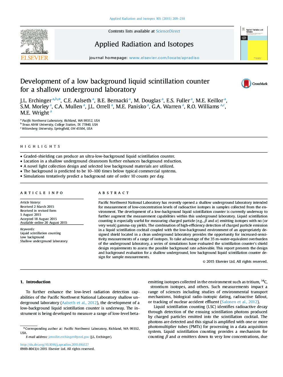 Development of a low background liquid scintillation counter for a shallow underground laboratory