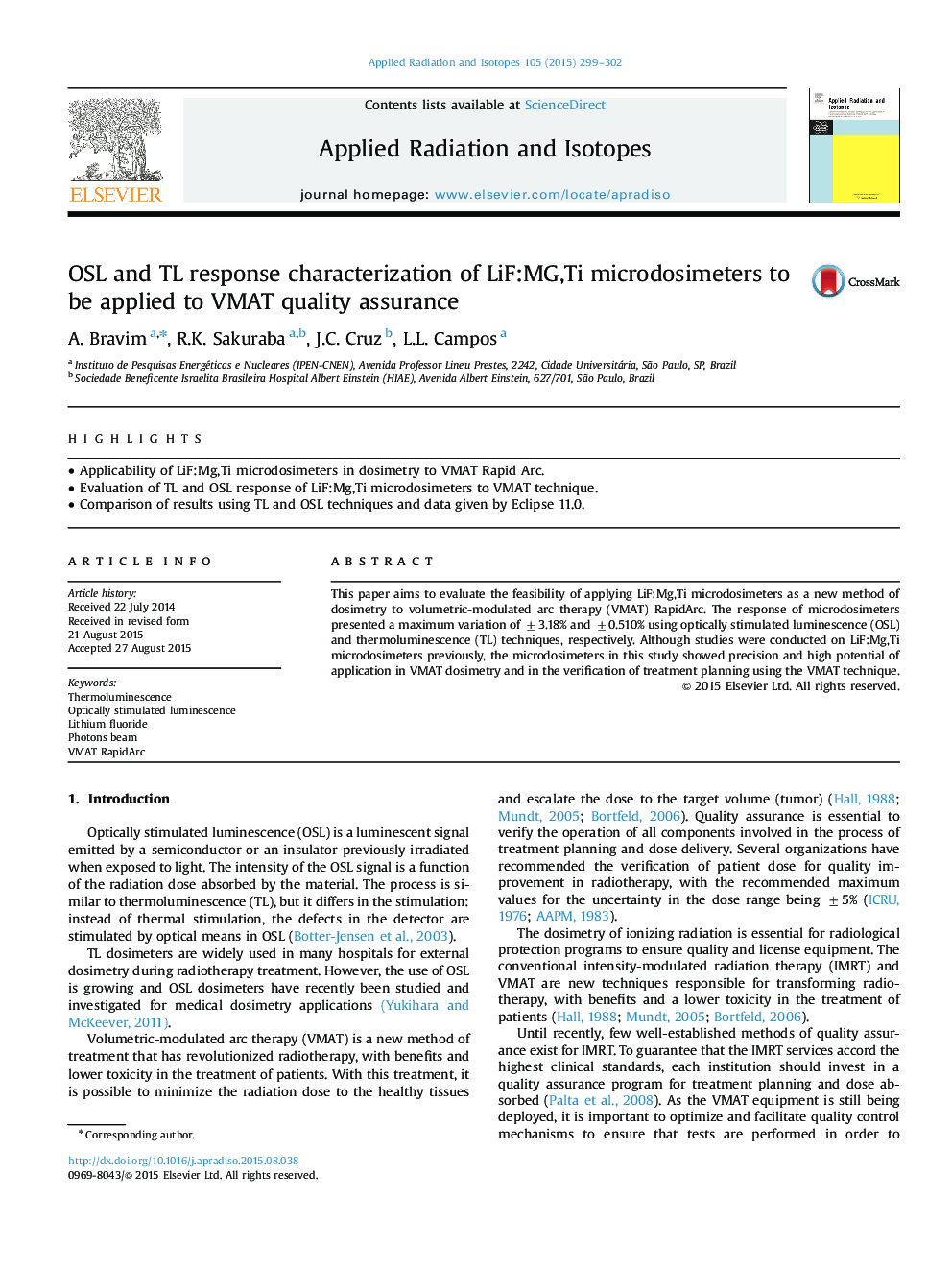 OSL and TL response characterization of LiF:MG,Ti microdosimeters to be applied to VMAT quality assurance