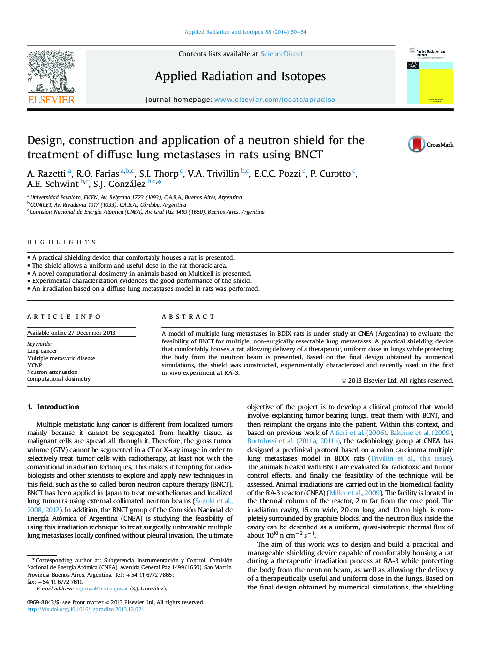 Design, construction and application of a neutron shield for the treatment of diffuse lung metastases in rats using BNCT