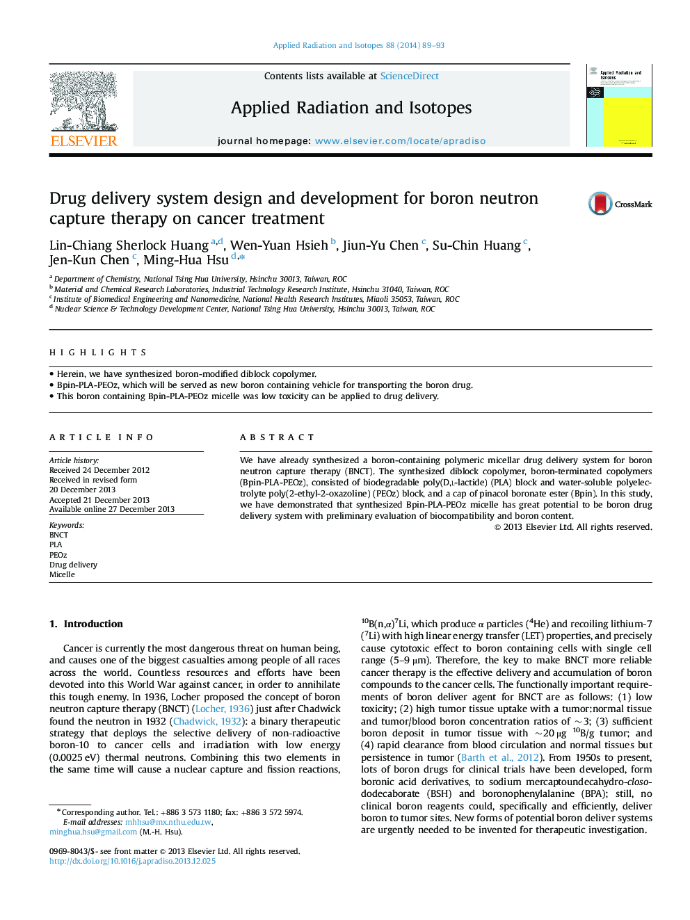 Drug delivery system design and development for boron neutron capture therapy on cancer treatment